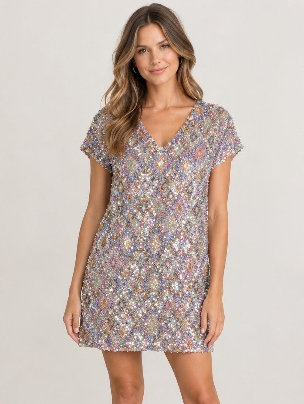 NWT By Together All Over Sequin Sparkly Embellished Tunic Mini Dress Size Small